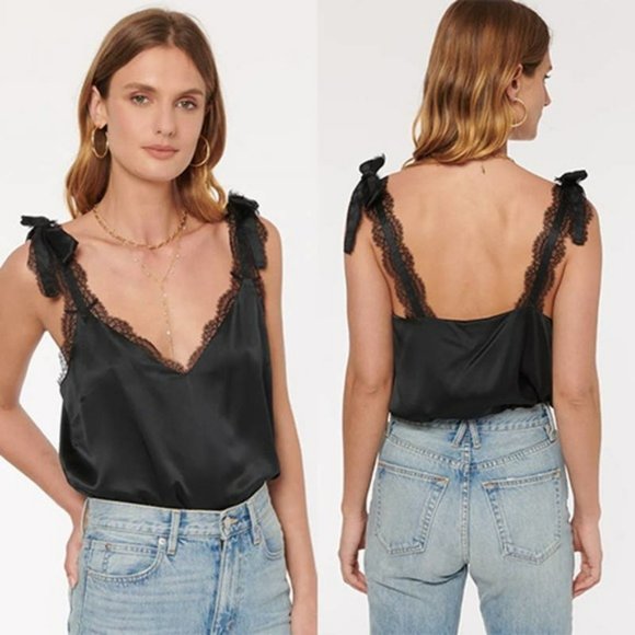 Cami NYC Tops - Cami NYC Freya Bow Strap Silk Lace Casual Top Women's Black Size: XXS NWT